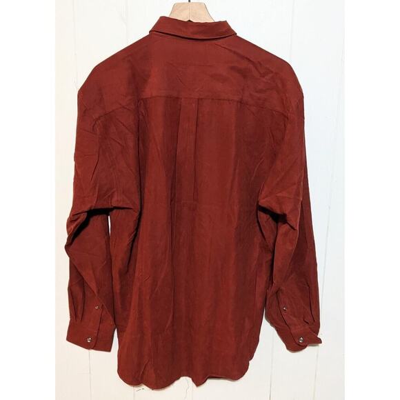 Vintage Alfani Shirt Mens L Cedar Red Microfiber Button Down Long Sleeve Casual - Picture 2 of 7